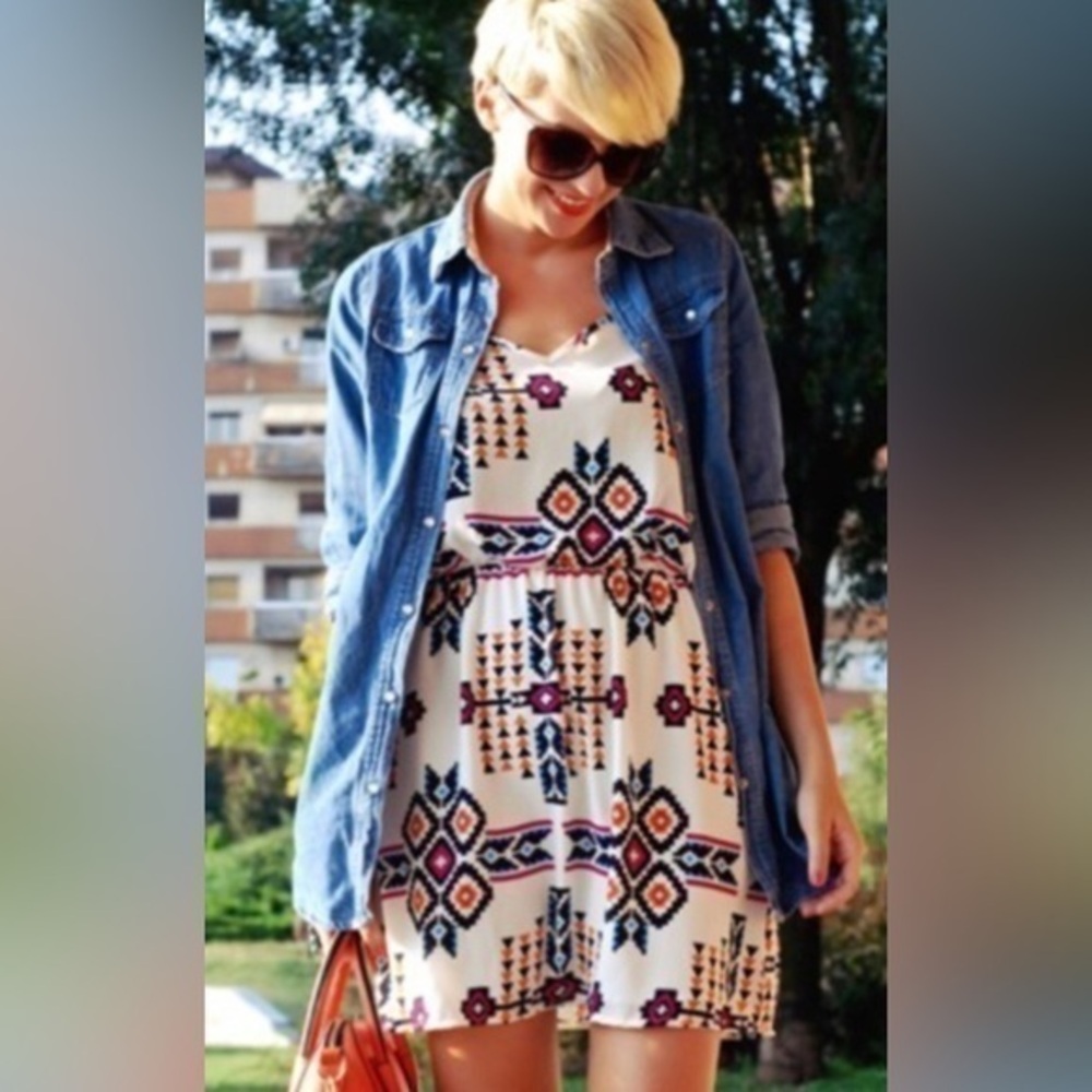 Love Culture boho white tie waist mini dress size XS
